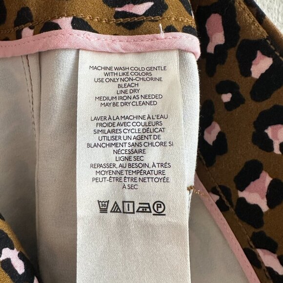 Maeve Anthropologie Tan Black Pink Cheetah Print Colette Cropped Wide Leg Pant - Picture 7 of 8